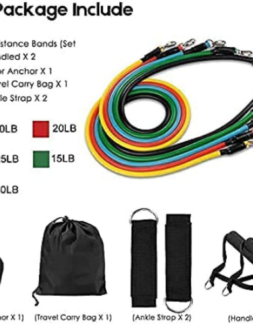 11 In 1 Exercise Bands Resistance Bands Set for Workingout Door Fitness Gym Resistance Bands Kit