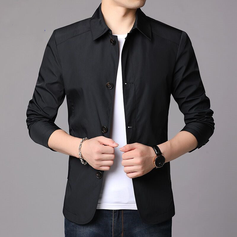 Coat Men's Jacket Solid Color Loose Lapel