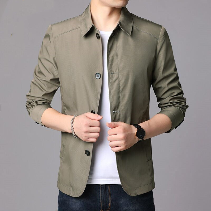 Coat Men's Jacket Solid Color Loose Lapel