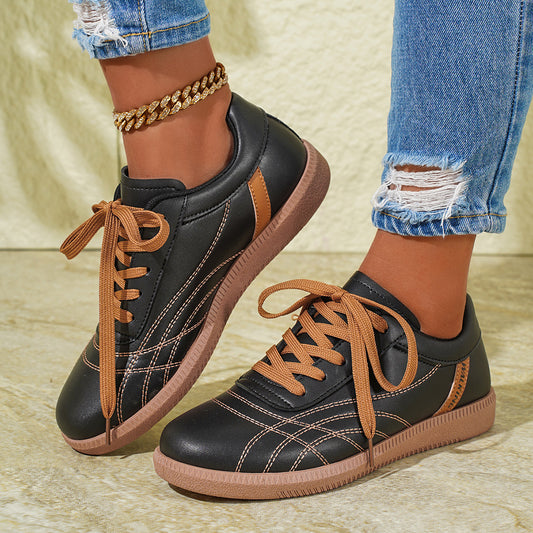 Retro Lace-Up Sneakers Fashion Casual Thick-soled Sports Shoes For Women Round Toe Slip On Casual Shoes