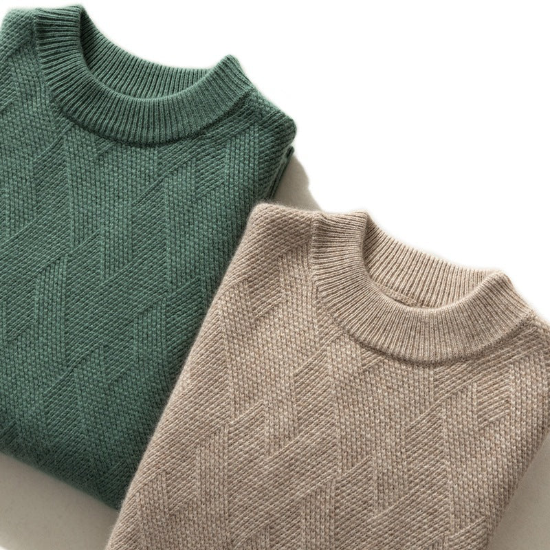 Thick Round Neck Men's Cashmere Sweater