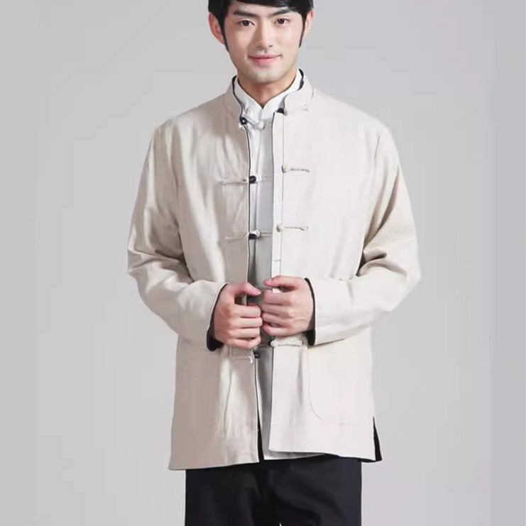 Cotton And Linen Clothing Tang Suit Men's Long-sleeved Double-sided Wear