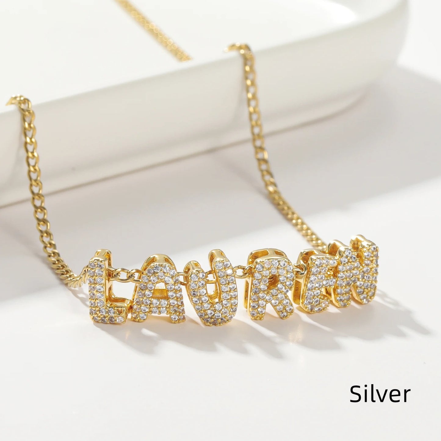 Personalised Crystal Bubble Name Pendant Bubble Name  Necklace Bubble Name Necklace 3D Letter Christmas Gifts For Women