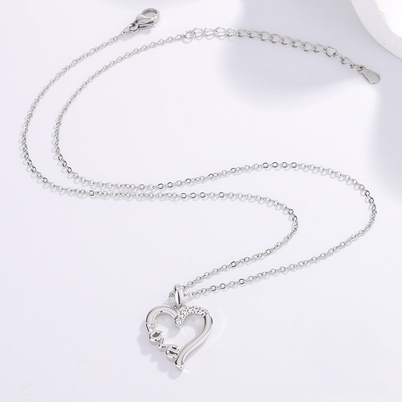 Creative Heart Design LOVE Titanium Steel Necklace LOVE Pendant For Women Wedding Anniversary Party Statement Neck Accessories Jewelry Gift