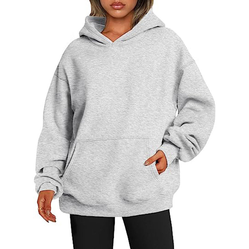 Women's Hoodies With Pockets Fashion Solid Sweatshirt Oversized Hooded Sweater Womens Clothing