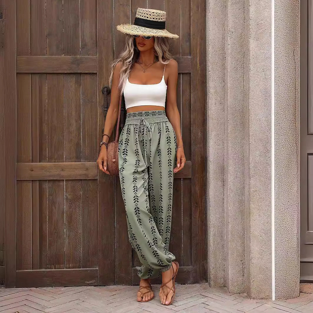 Mesh Wide-leg Knickerbockers Casual Pants