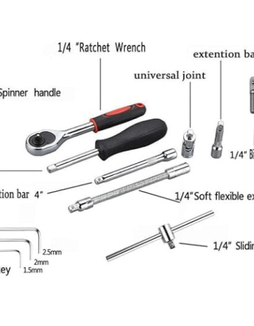 46 in 1 Pcs Tool Kit & Screwdriver and Socket Set - Multi Purpose Combination Tool Case Precision Socket set