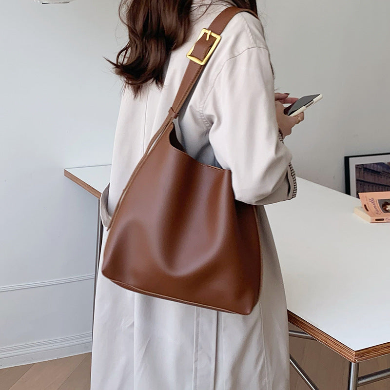 Women's Shoulder Bag Solid Fashion Handbag Crossbody Bag Women's Minimalist PU Leather Bag