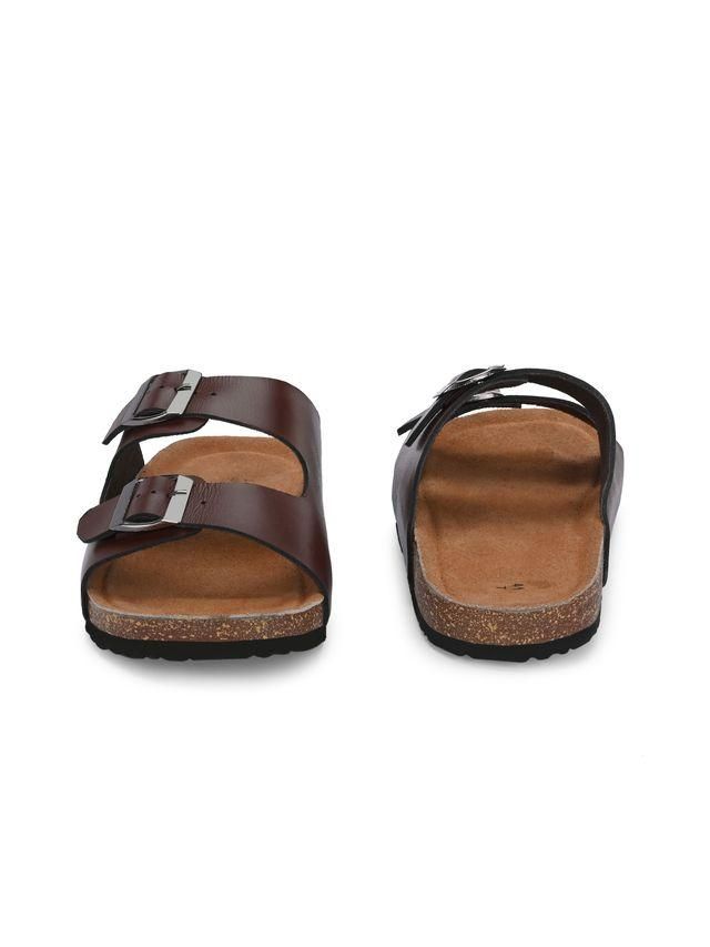 Mens Arizona Brown Leather Slippers