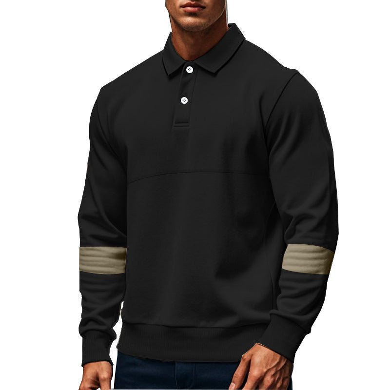 Fashion Long-sleeved Lapel Polo Shirt With Button Men's Loose Casual Sports Top Fall Spring Clothing