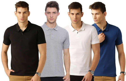 BD Men's Half Sleeves Polo Neck T-shirt 4PPT11 (Pack of 4)