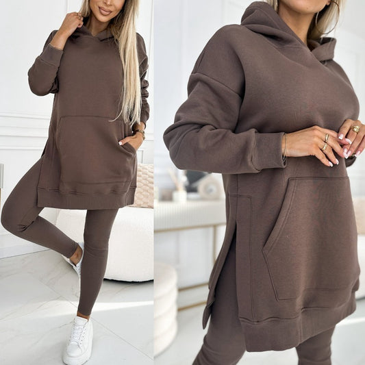 Sports Casual Hooded Sweater Thickened Underwear Leggings Two-piece Suit