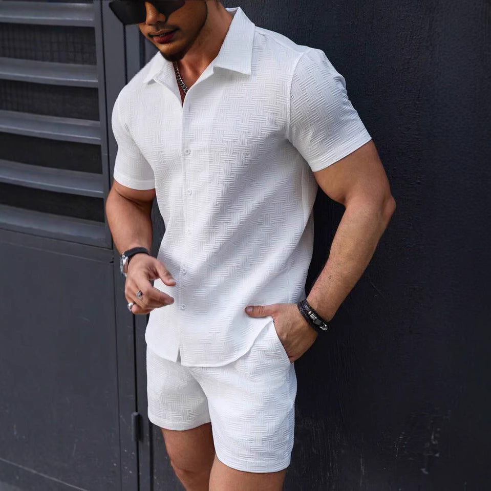 Men's Short-sleeved Shirt Shorts Sports Casual Two-piece Suit