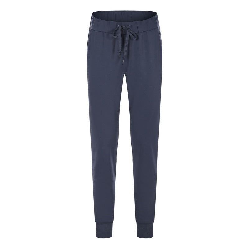 Simple Straight Sports And Leisure Elastic Ankle-tied Cropped Pants