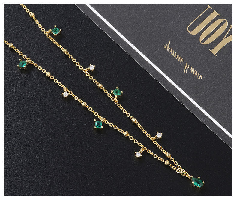 Generous water drop emerald zircon necklace