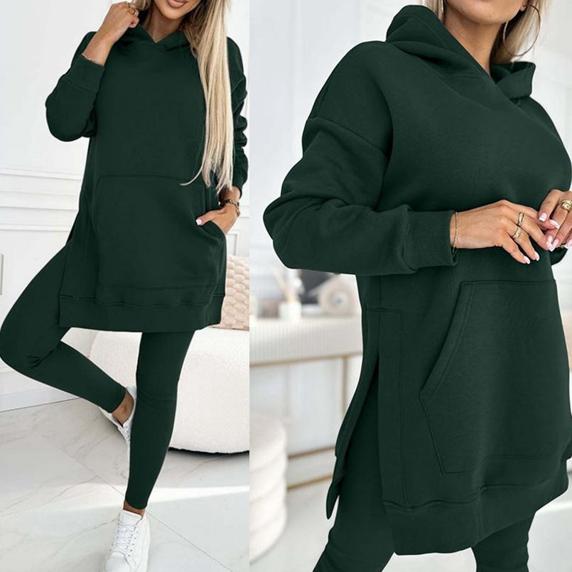 Sports Casual Hooded Sweater Thickened Underwear Leggings Two-piece Suit