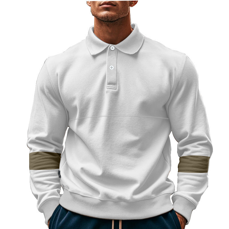 Fashion Long-sleeved Lapel Polo Shirt With Button Men's Loose Casual Sports Top Fall Spring Clothing