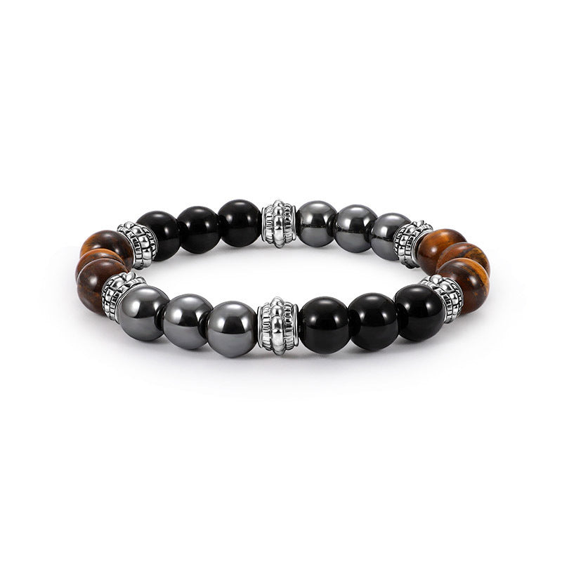 Black Black Glass Tigereye Alloy Bracelet