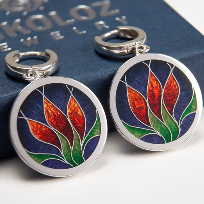 Geometric Personalized Stylish Round Enamel Earrings