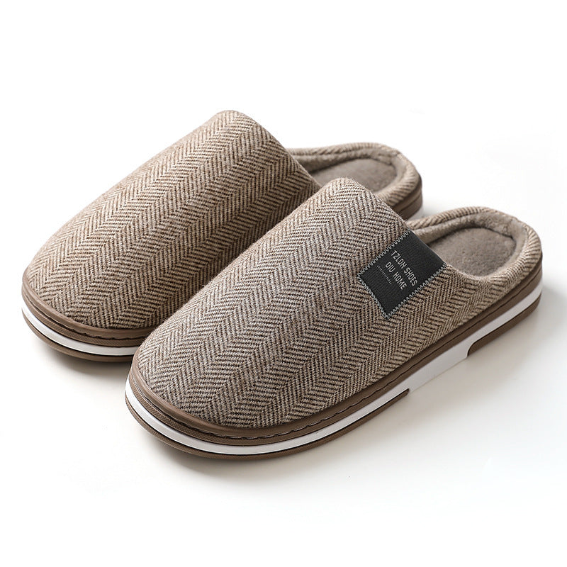 Home Cotton Slippers Men's Home Autumn And Winter Thick Bottom Non-slip