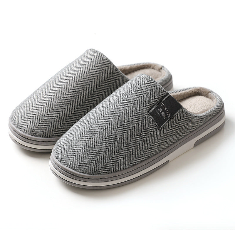 Home Cotton Slippers Men's Home Autumn And Winter Thick Bottom Non-slip