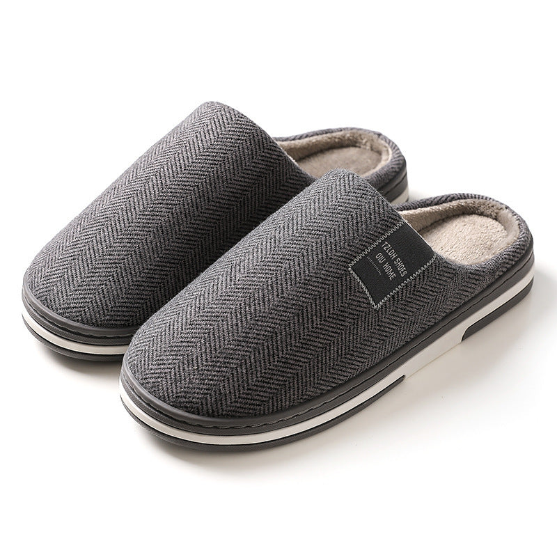 Home Cotton Slippers Men's Home Autumn And Winter Thick Bottom Non-slip