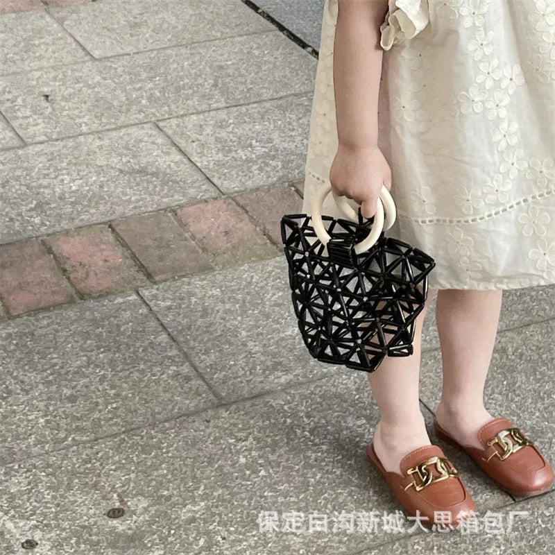 Handbags Hollow Out New Fashion Spring Summer Korea Style Casual Simple Kids Sweet Cute Cool Handsome Beach Bag Sweet Handbag