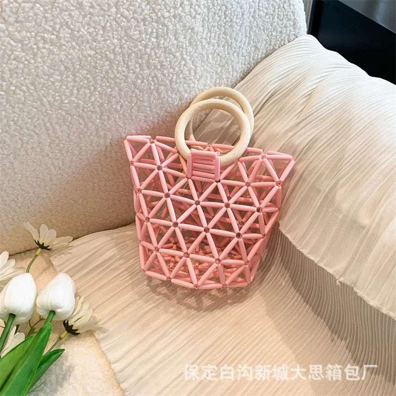 Handbags Hollow Out New Fashion Spring Summer Korea Style Casual Simple Kids Sweet Cute Cool Handsome Beach Bag Sweet Handbag