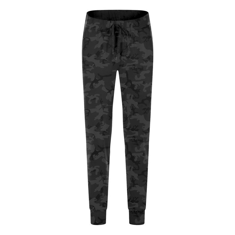 Simple Straight Sports And Leisure Elastic Ankle-tied Cropped Pants