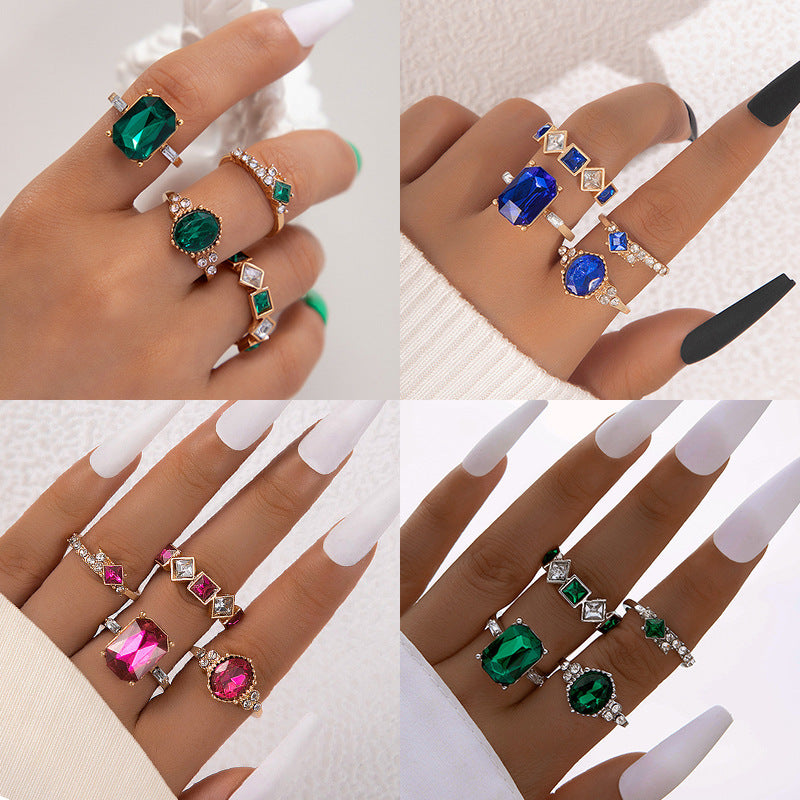 Color Diamond Four-piece Ring