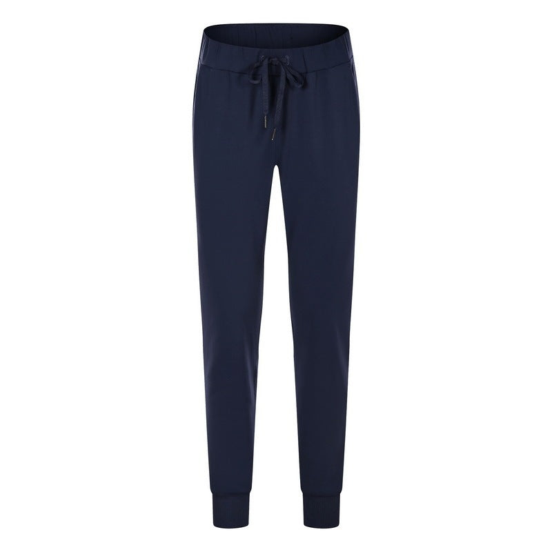 Simple Straight Sports And Leisure Elastic Ankle-tied Cropped Pants