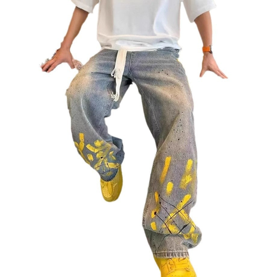 Men's Casual Jeans Hand-painted Inkjet Printing