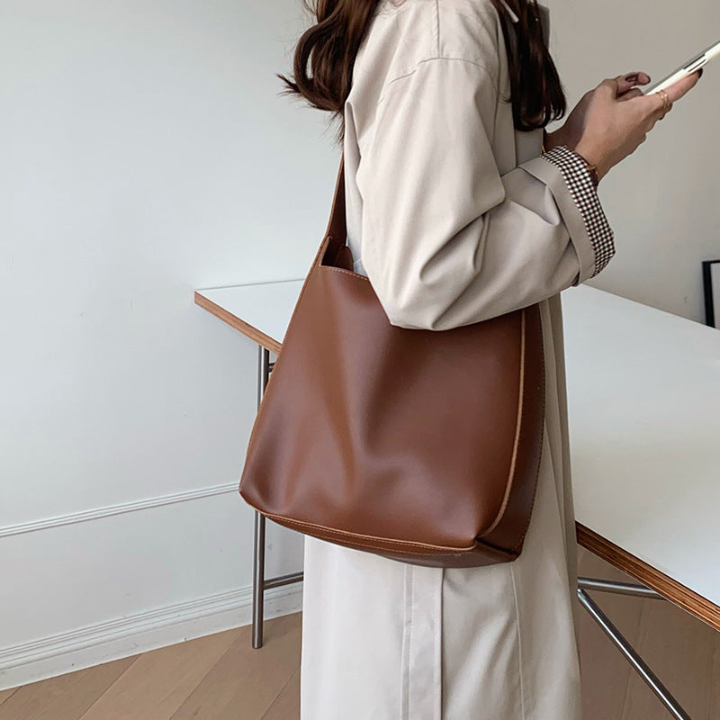 Women's Shoulder Bag Solid Fashion Handbag Crossbody Bag Women's Minimalist PU Leather Bag