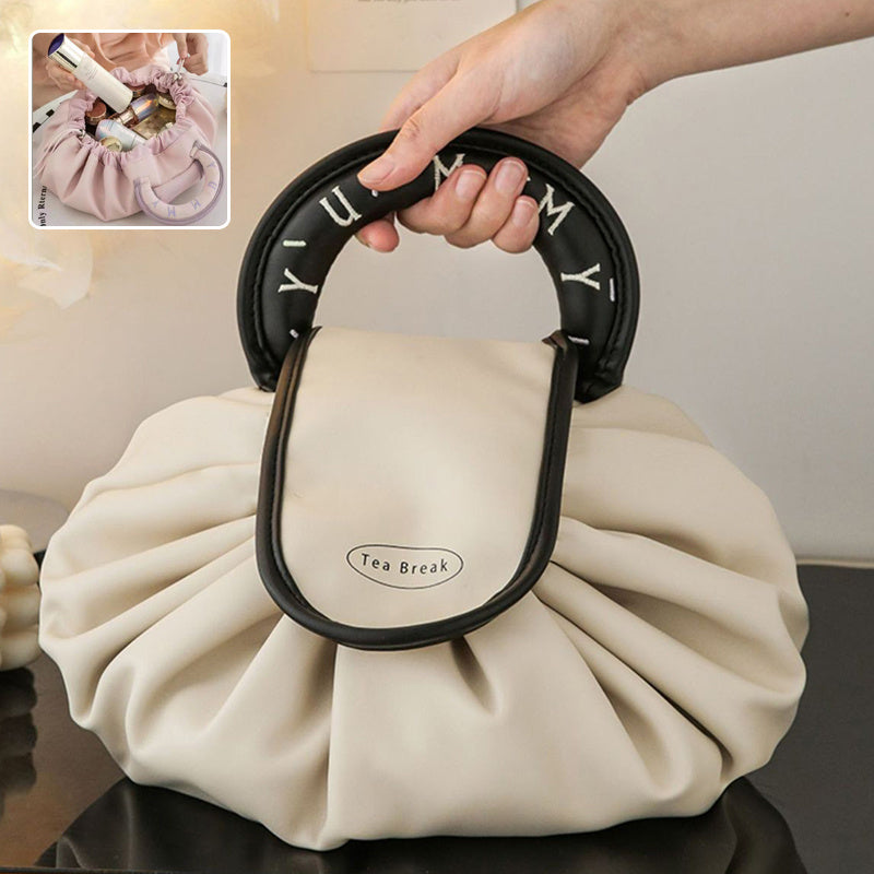 Portable Drawstring Cosmetic Bag With Handle Design Large Capacity Waterproof Make Up Handbags Storage Toiletry Bags