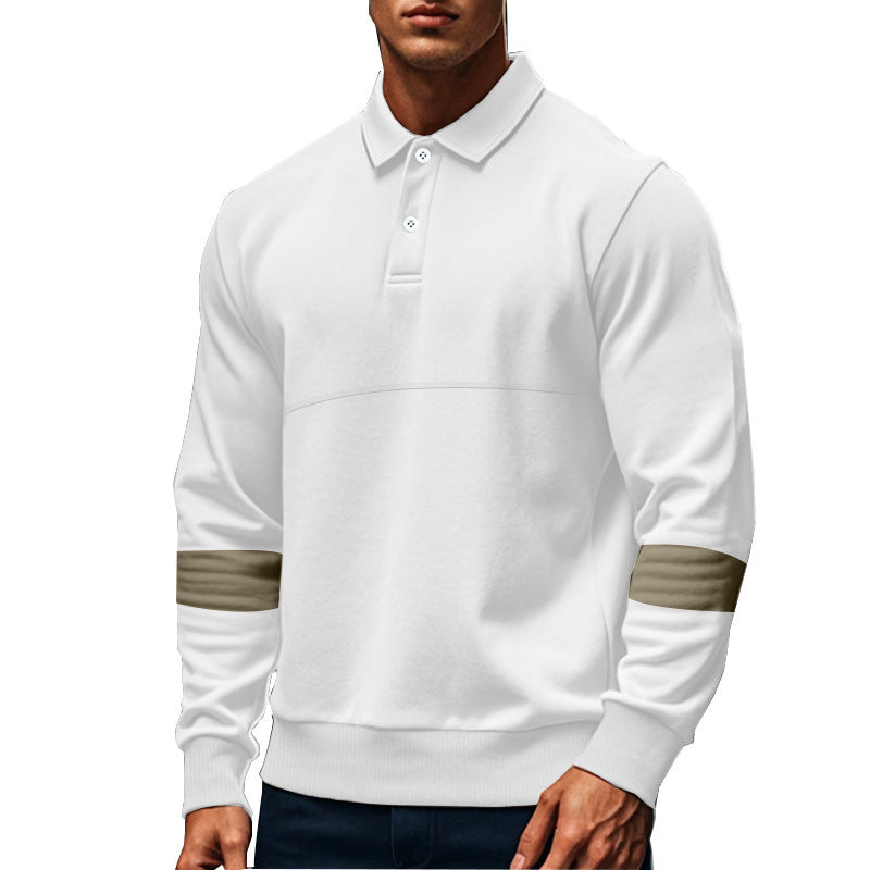 Fashion Long-sleeved Lapel Polo Shirt With Button Men's Loose Casual Sports Top Fall Spring Clothing