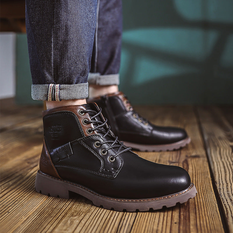 Retro British Style Leather Boots