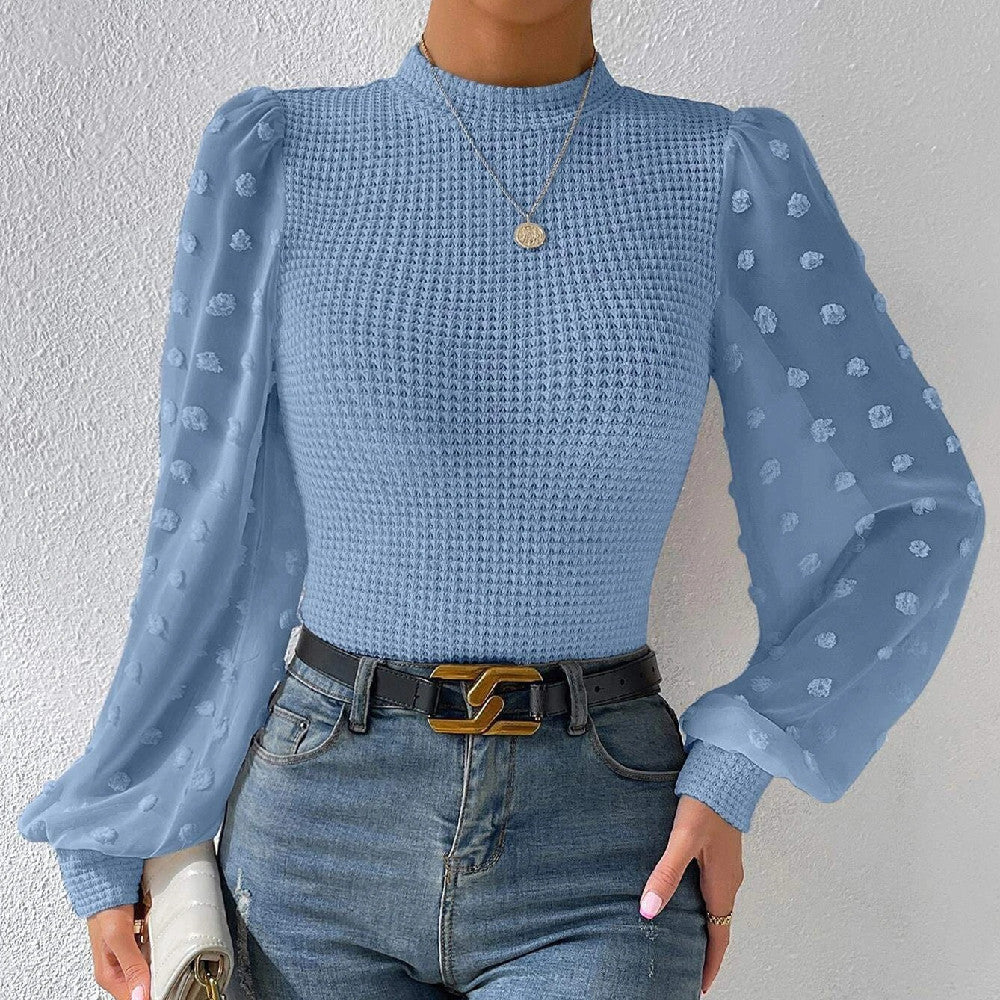 Women's Knitwear Round Neck Stitching Long Sleeve