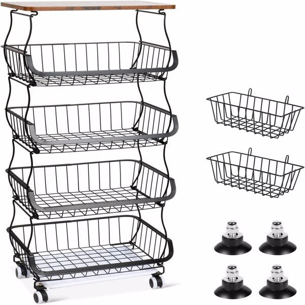 5-layer Fruit Basket, Used For Kitchen Organizer And Storage, Stackable Metal Wire Basket Vertical Cart, Prohibited Temu, Not Shipped On Weekends