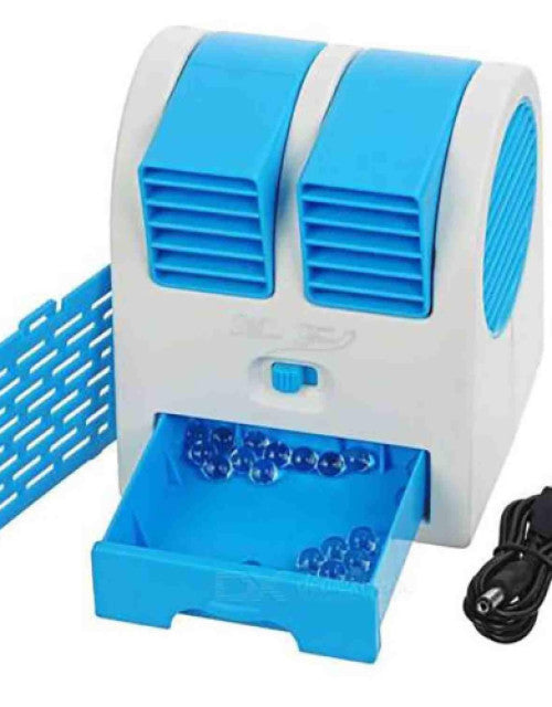 Mini Fan & Portable Dual Bladeless Small Air Conditioner Water Air Cooler Powered by USB & Battery Use of Car/Home/Office